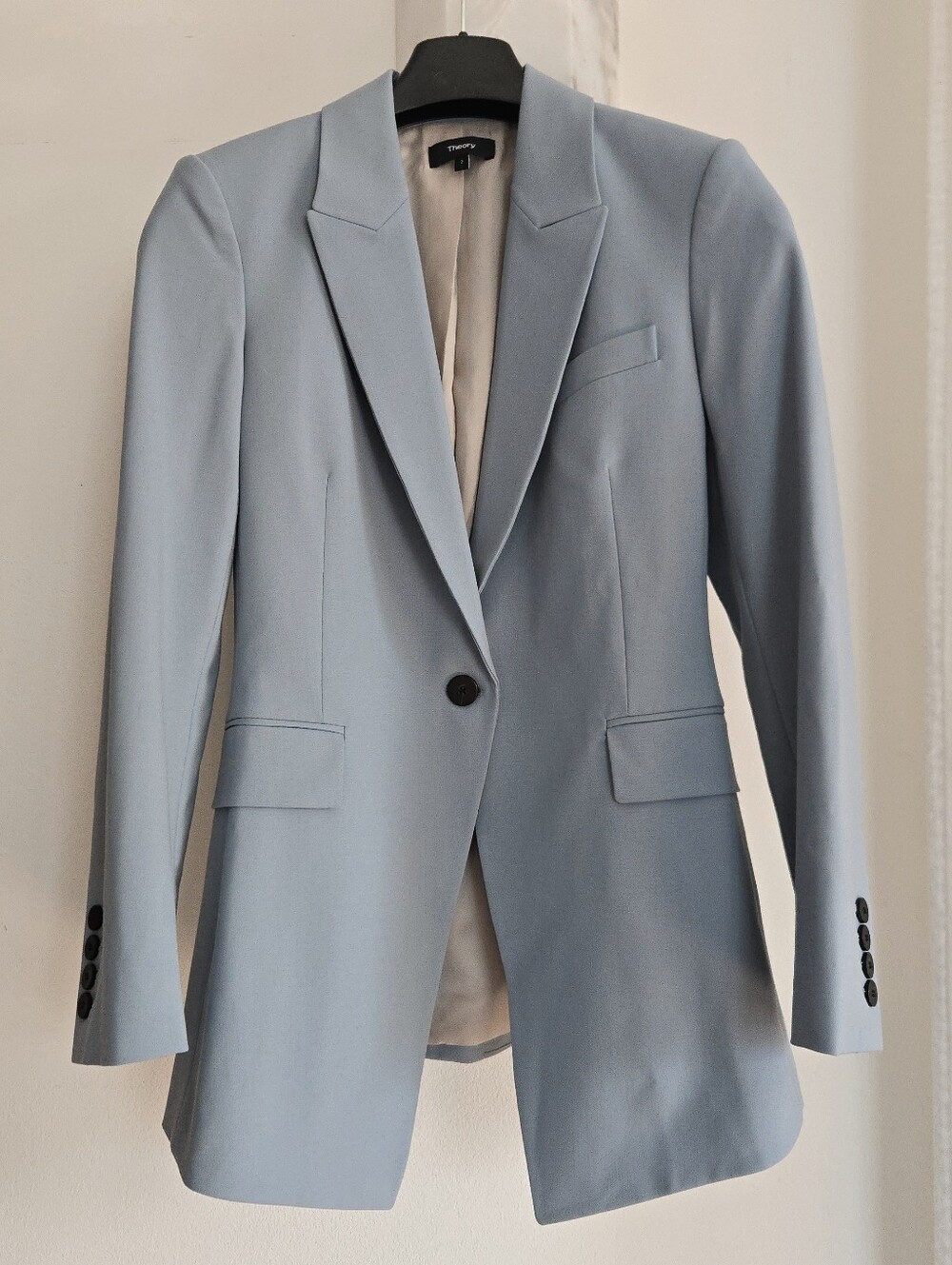 NWOT! Theory Etinette Stretch Wool Blazer 2 Eggshell Blue
